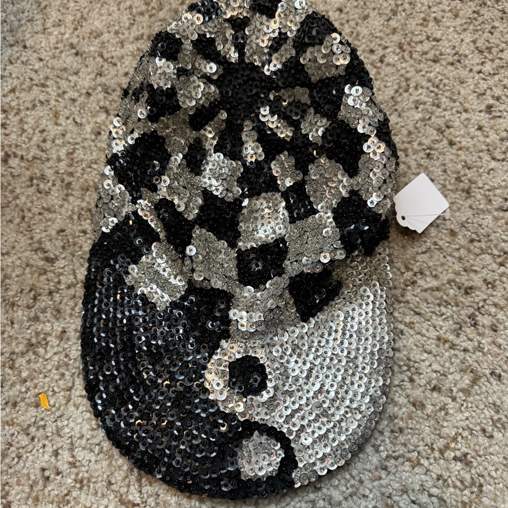 Sequin Yin Yang Baseball Cap - Black & Silver